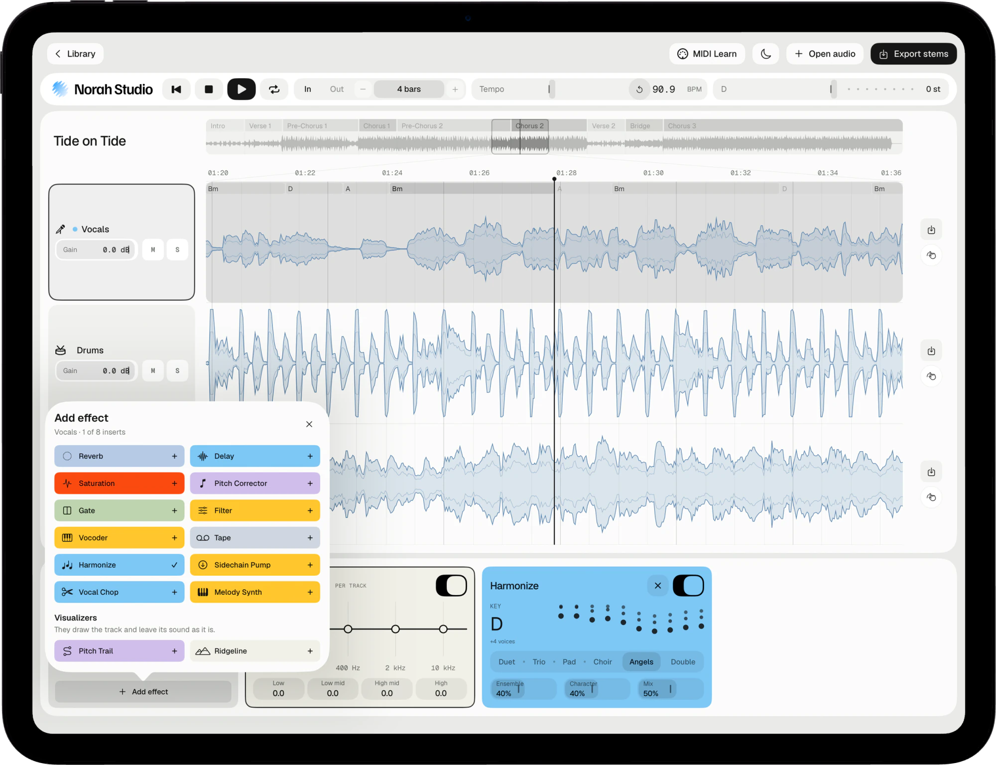 The effects you can add to the vocal lane, on iPad