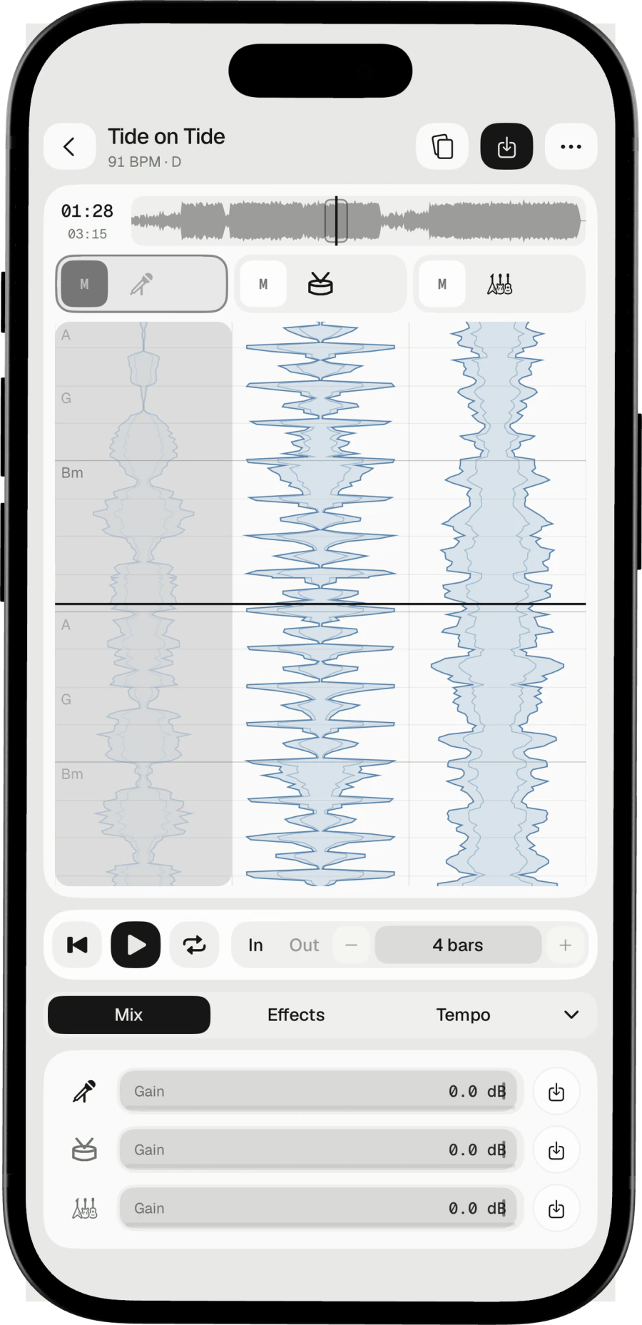 The vocal lane muted on iPhone