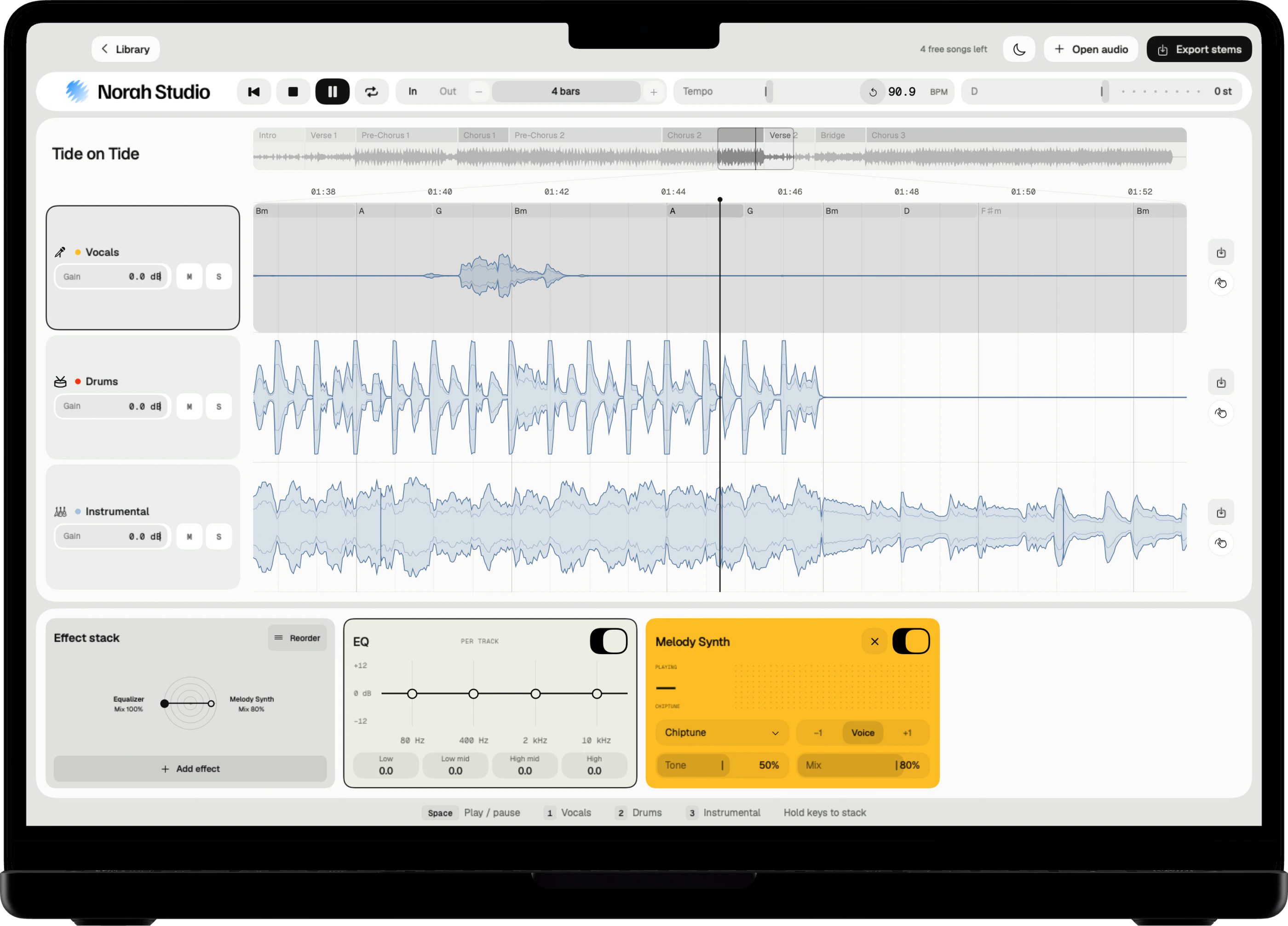 Melody Synth on the vocal lane, on the Mac
